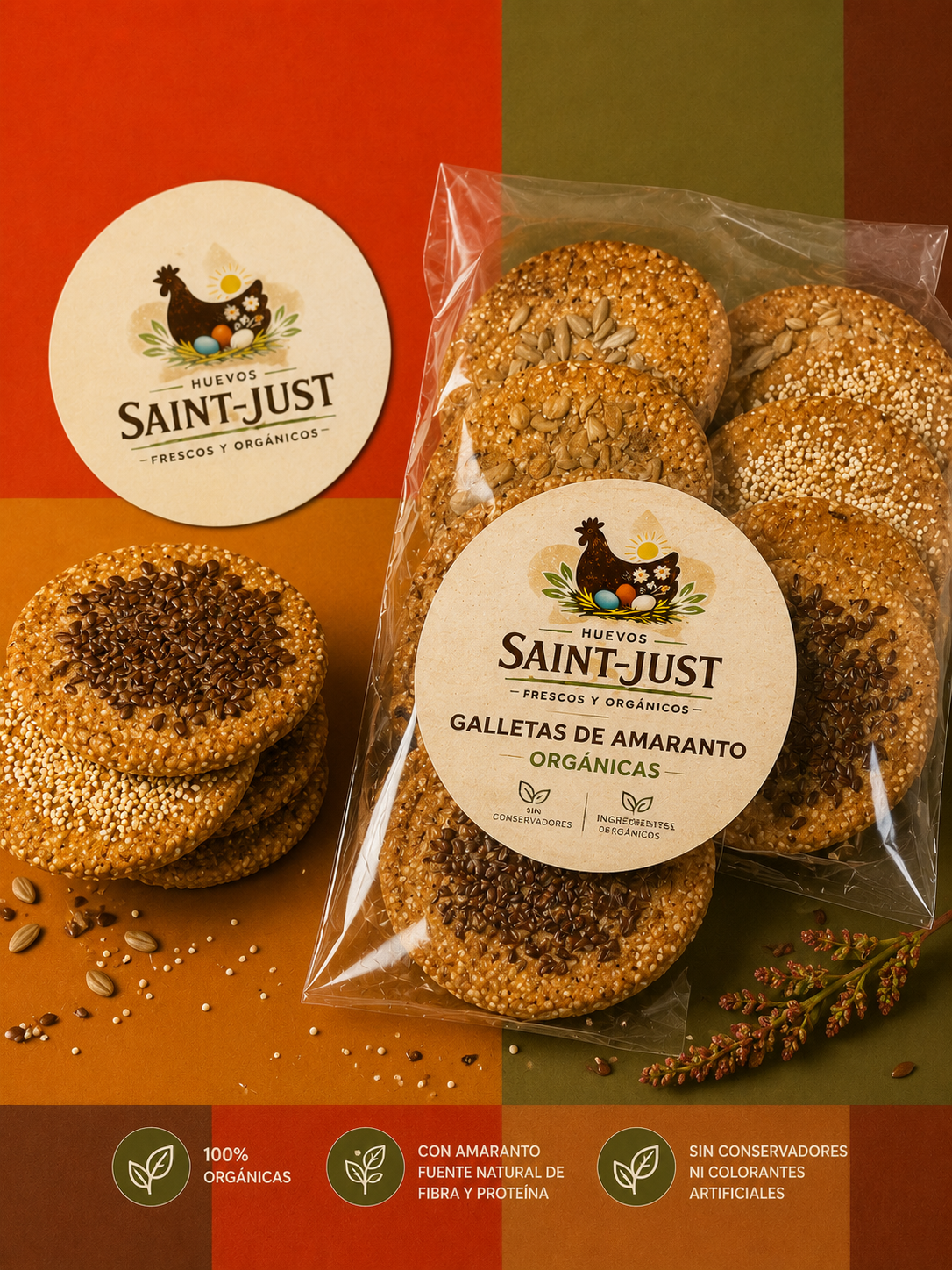 8.2 Galletas Amaranto Artesanal Orgánica (Paquete 20 Piezas)